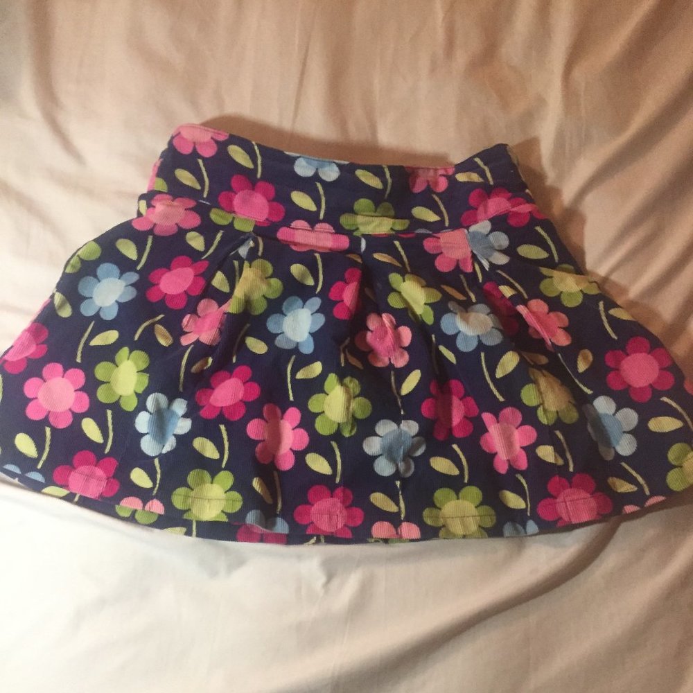 GYMBOREE Navy Corduroy Floral Skirt